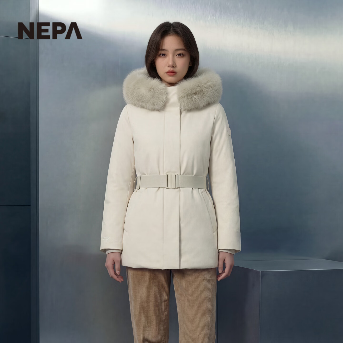 NEPA耐葩韩国进口秋冬户外女羽绒服防风中长款保暖轻量羽绒服CJ82077 桦褐色D17 M (100) 170/92A