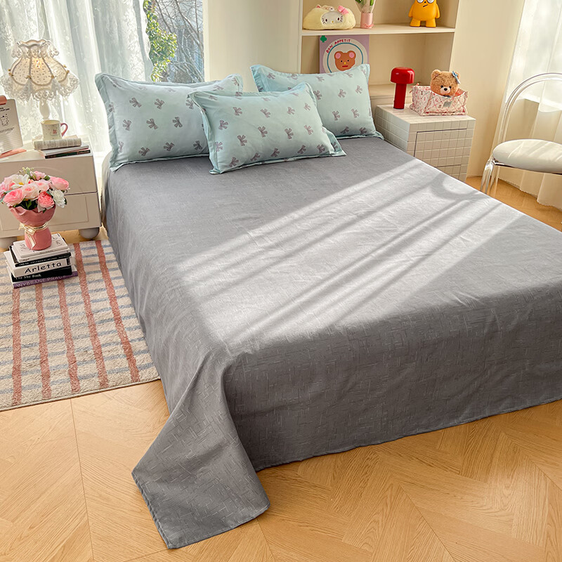 雅鹿春秋床上四件套新款床单被套被罩床品学生宿舍家用四件套 蝴蝶结 绿【清爽透气水洗棉】 1.2m宿舍 床单款 （被套150*200cm）三件套