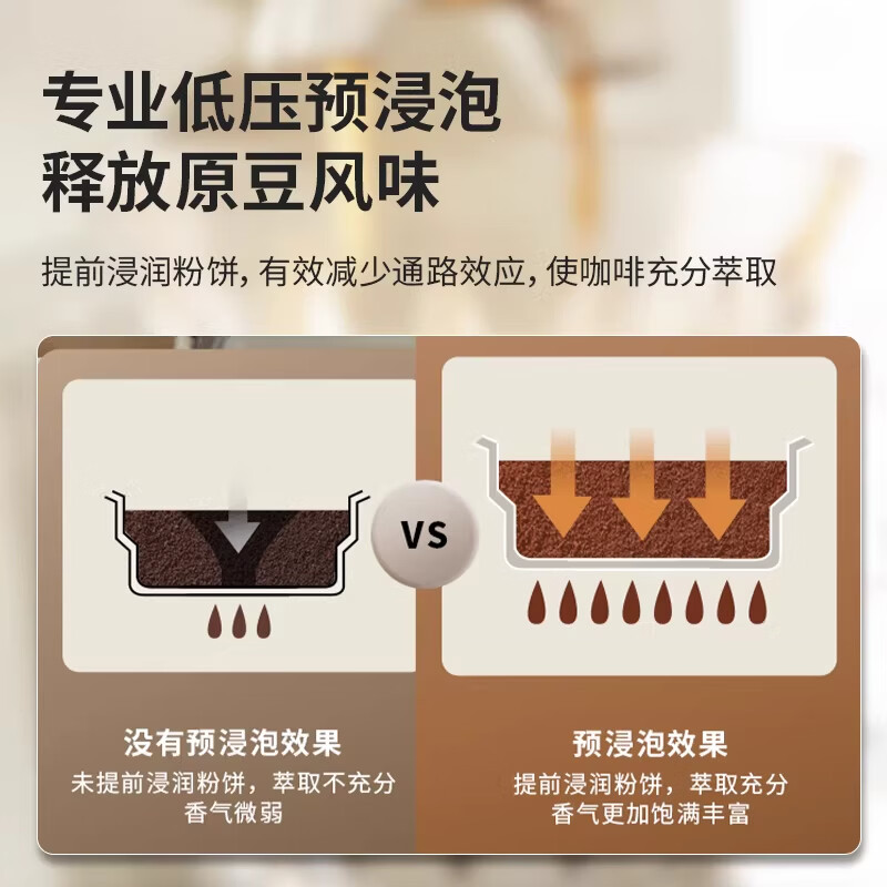 松下(Panasonic)咖啡机半自动咖啡机意式咖啡机小型家用办公室蒸汽打奶泡机一体机松下咖啡机奶泡机 米白色EM521