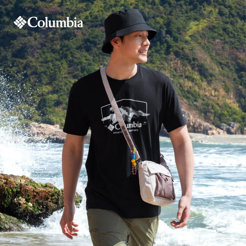 Columbia哥伦比亚户外男时尚印花舒适旅行短袖运动T恤AE2959 021 M