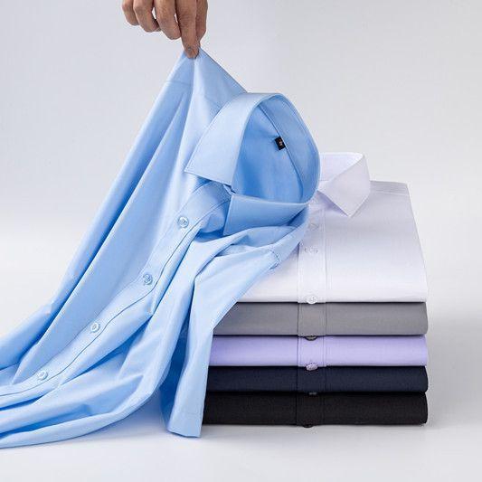 莫代尔衬衫男职业短袖白衬衣商务职业男士衬衣修身 藏青色 45