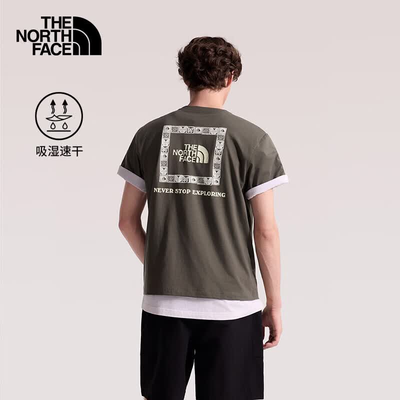 北面（The North Face）男女同款上衣夏季新款户外运动休闲印花舒适透气圆领短袖T恤8GXD