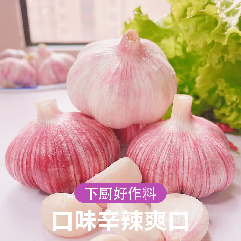 紫白皮大蒜当季蔬菜调料调味大蒜头 紫白皮新蒜2斤