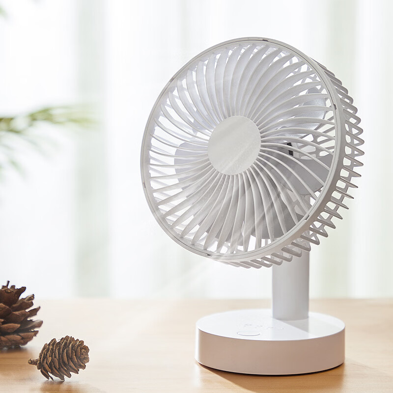 新版桌面小风扇可摇头小型便携USB插电式电扇学生宿舍办公车用 F32A【无电池】【白色】