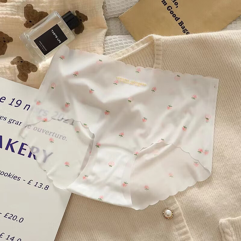 诗莉奥（SHILIAO）内裤女冰丝无痕草莓少女性感蜜桃臀3D面膜裤裸感女生包臀三 混色5条 均码 110-140斤