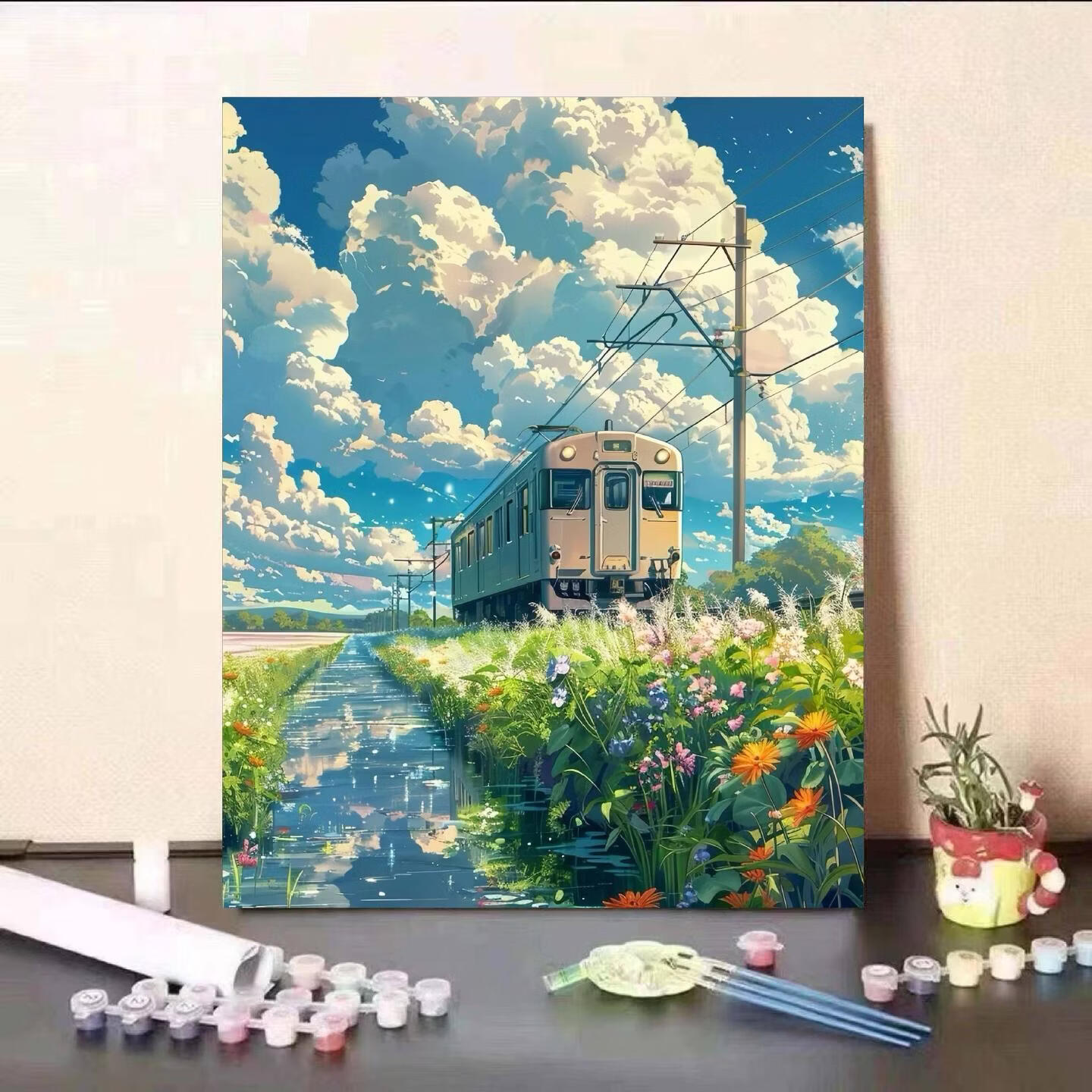宫崎骏夏天数字油画diy手工填色治愈高颜值ins风客厅装饰画送礼 XT-234 75cm精美60*厚内框套装+组合外框