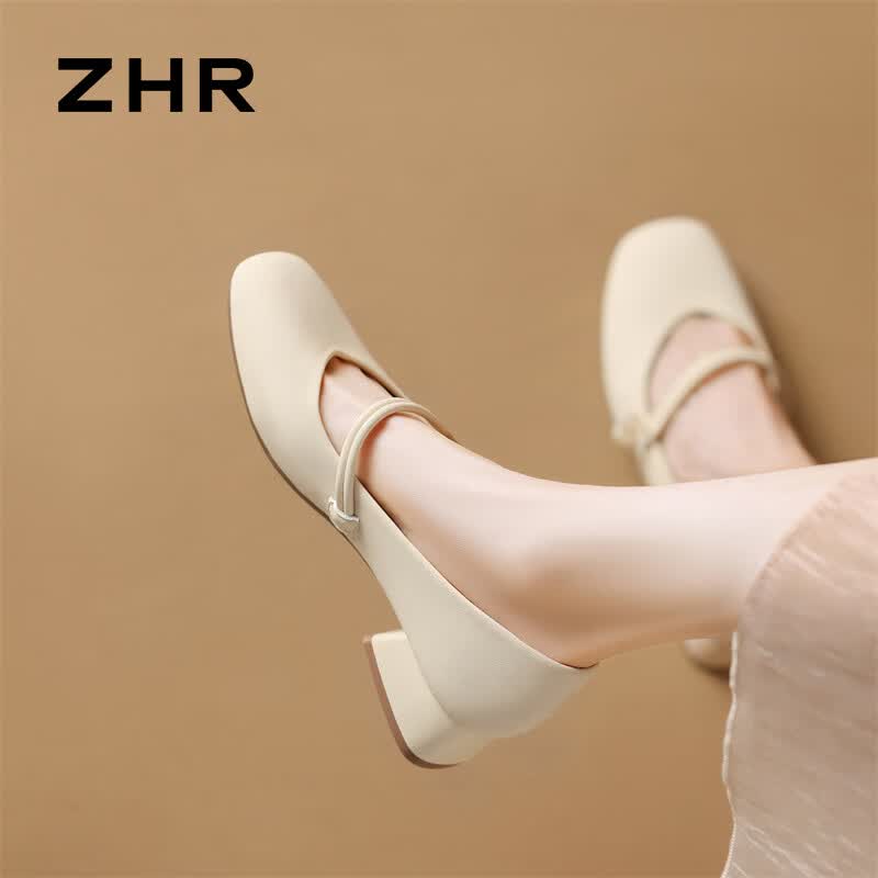 ZHR则则玛丽珍鞋女2026新款软底一字带女鞋晚晚风法式单鞋CG71米色37