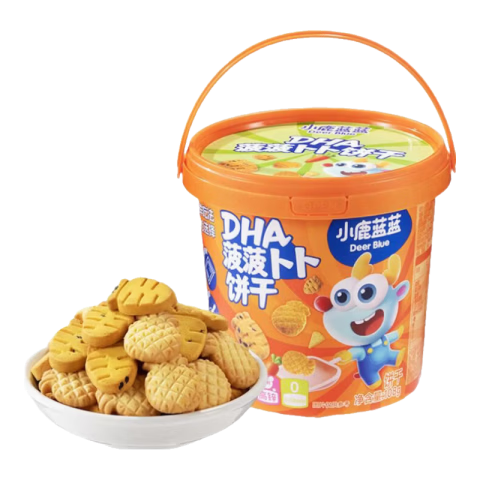 小鹿蓝蓝精选菠菠草莓饼干108g 宝宝零食儿童磨牙手指饼干零食 【1桶分享装】菠菠卜卜饼干/108g