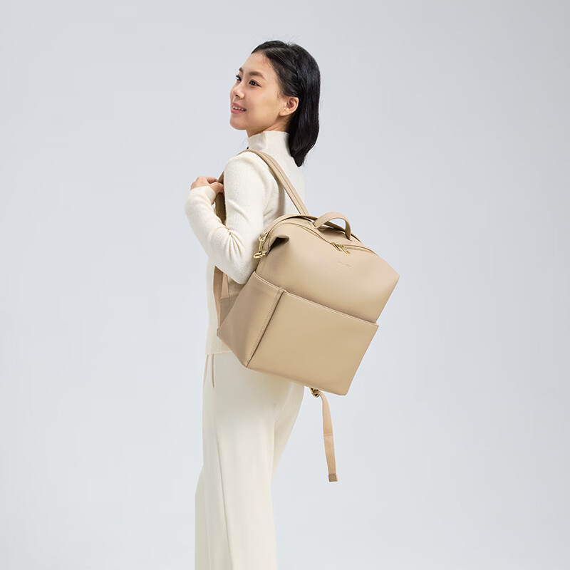 RIVA VOGEL多功能分区大容量双肩妈咪包轻便外出防水防污时尚高级母婴包 奶茶咖