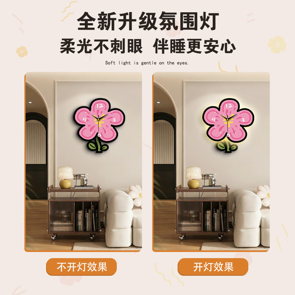 溥畔发光挂钟客厅时钟壁灯高级感钟表挂墙装饰静音挂表 C有钱花[蓝色·发光款·大号]