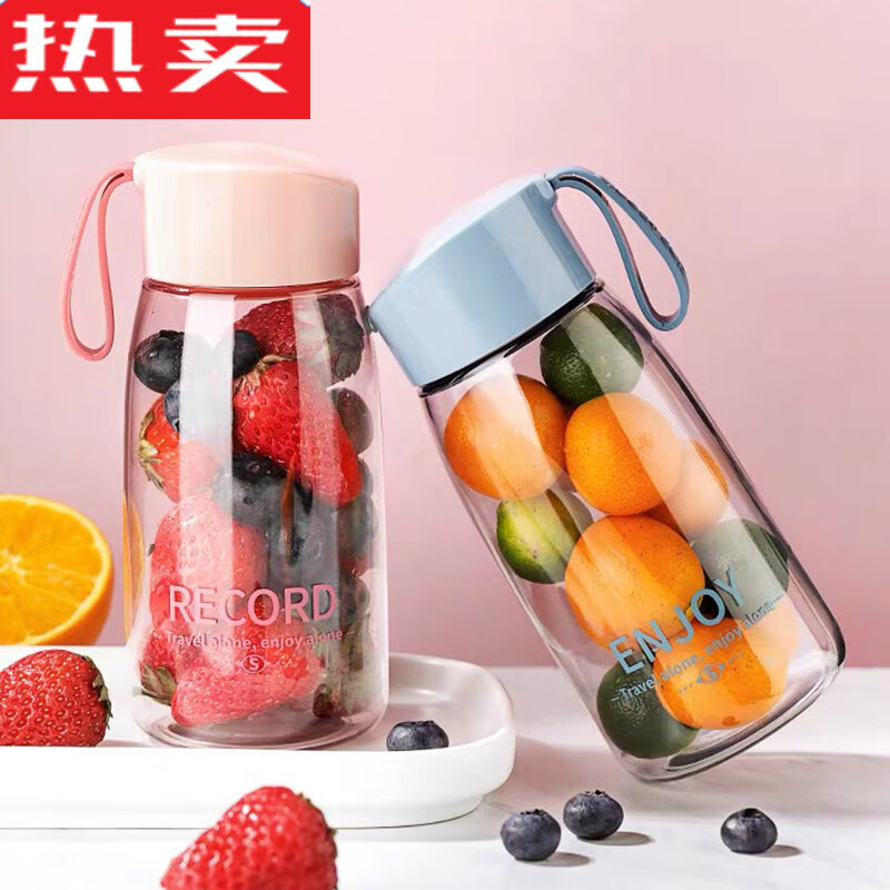 MZXM日本进口品质夏季塑料水杯女高颜值耐高温小巧便携防摔学生杯子 橄榄绿380ml