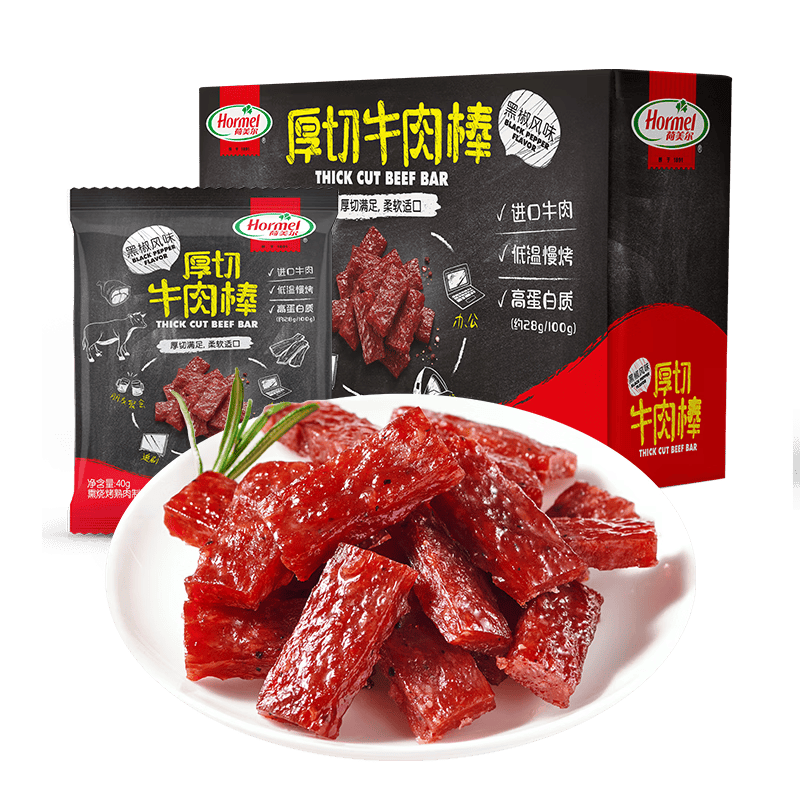 荷美尔（Hormel）牛肉干厚切牛肉棒40g*10包  零食休闲小食