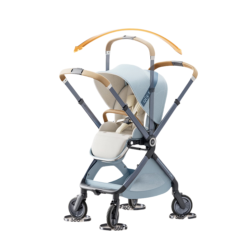 elittle逸樂(lè)途嬰兒車0-3歲折疊可坐可躺減震高景觀寶寶遛娃推車EMU Pro品月花青