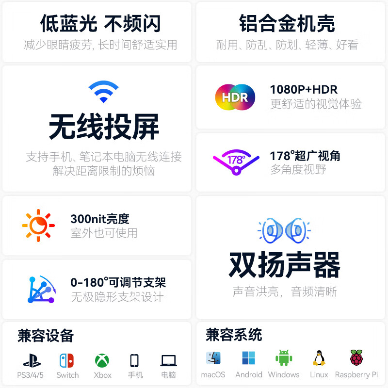 酷派（Coolpad）无线投屏便携式显示器【无需联网、一键投屏】笔记本电脑副屏外接屏wifi投屏0延迟扩展高清大屏幕 【15.6英寸】无线投屏/1080P/灵隐支架