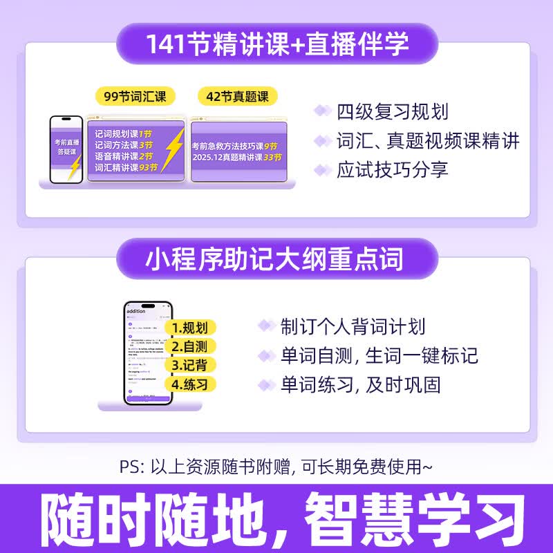 【四级临考冲刺】备考2026.6四级词汇闪过速刷版旗舰版真题攻重点考试试卷考前刷题 【考前急救】闪过四级攻重点(核心考点)