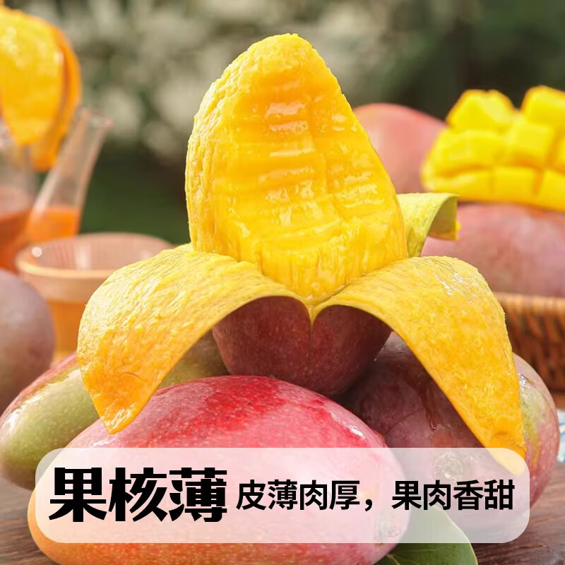 麦知鲜正宗海南贵妃芒新鲜树上熟【多地隔日达】皮薄多汁时令水果大芒果 5斤【香甜爆汁-手挑果|单果100-150克】净重4.5斤
