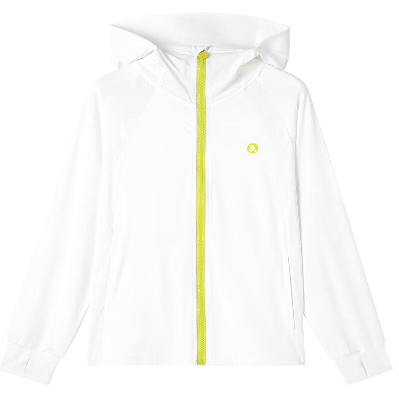 久岁伴【26新款】A类男女童小凉皮防晒衣7A抑菌透气连帽凉感薄外套 白色 UPF50+ 男女同款 XL (140) 建议身高130-142，体重60-75斤