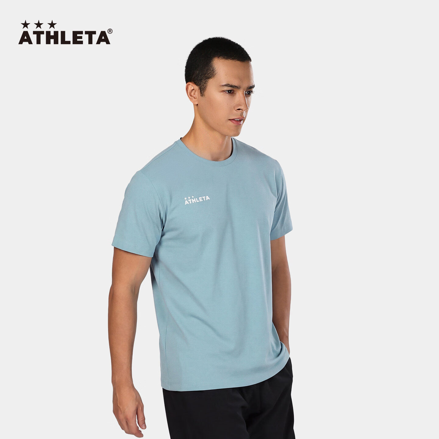ATHLETA阿仕利塔运动短袖男士T恤休闲跑步上衣吸湿速干亲肤材质透气舒适 浅蓝色 4XL