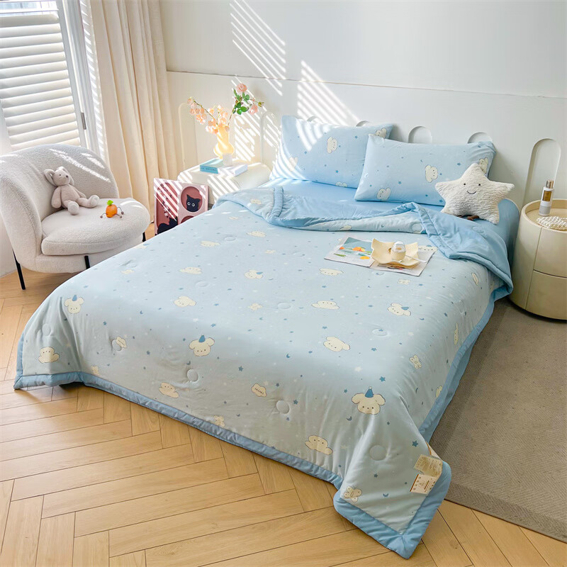 软贝A类夏凉被 混纺棉花被 空调被可机洗纤维被子被芯夏季午睡盖被 星月小狗 150cm*200cm单夏被