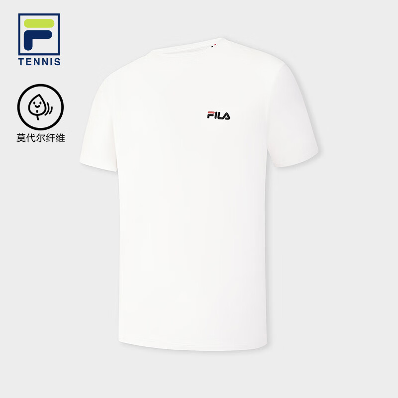 FILA 斐乐官方男子针织短袖衫2026夏新款网球运动上衣百搭宽松T恤 云菇白-WT S 165/88A/S