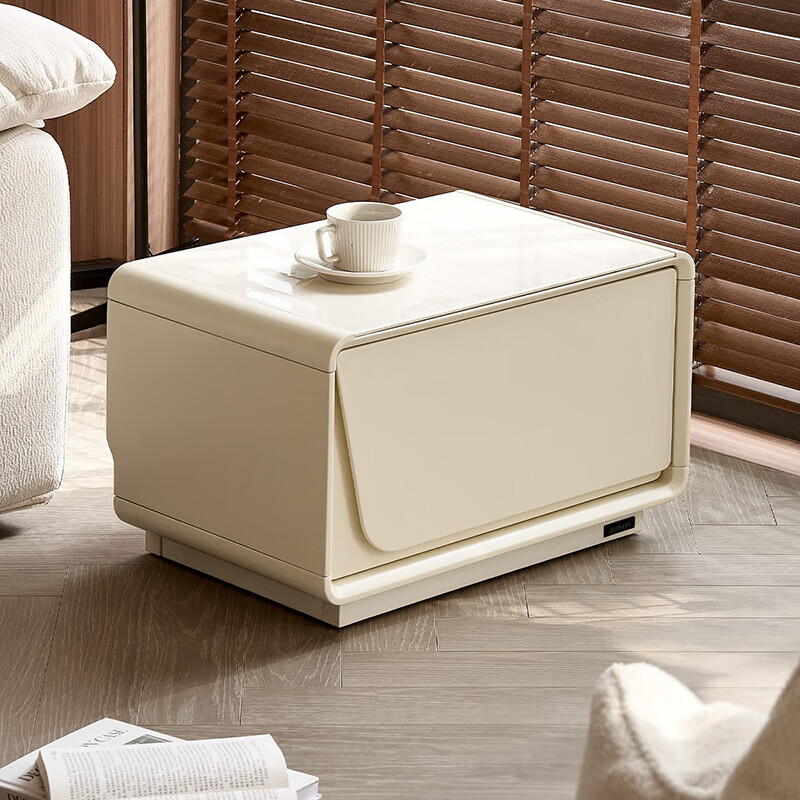 全友（QUANU）家居椰奶方砖茶几电视柜收纳家具置物桌家用小户型茶几沙发边几 钢化玻璃|电视柜附柜