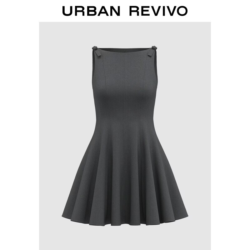 UR2026夏季新款女装格雷系蝴蝶结装饰无袖连衣裙UWG760058 深灰 S