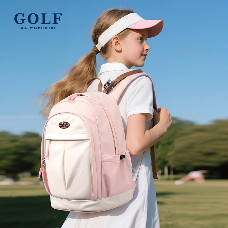 高尔夫(GOLF)双肩包男女百搭背包女休闲旅行学生书包防泼水出游背包【Q】 款式14-粉配米白