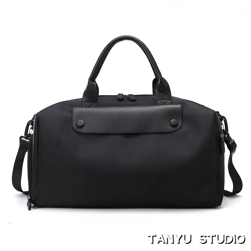 手提旅行健身包斜挎包运动干湿分离背包游泳包大容量行李包袋 黑色(含鞋仓+干湿分离袋)