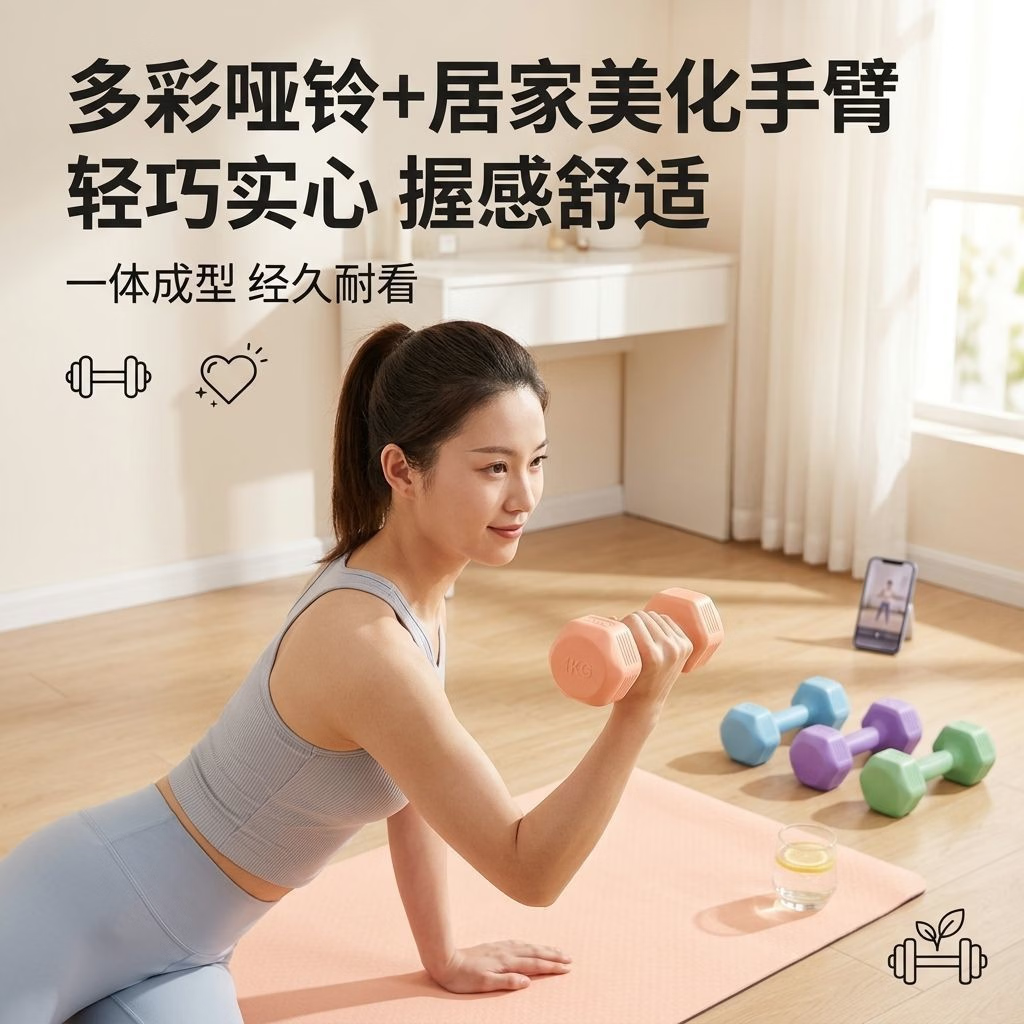 皮皮动哑铃女士健身家用器材瘦肚子杠铃壶铃儿童青少年女小哑铃2KG一对 樱花粉1.5KG*2 （女士新手推荐）