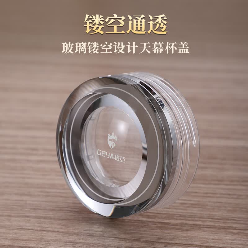 格亚(GEYA)莲华钛玻璃杯双层茶杯男商务钛杯抗菌泡茶杯水晶杯子办公定制礼物 纯钛抑菌【高端皮质礼盒】380ml