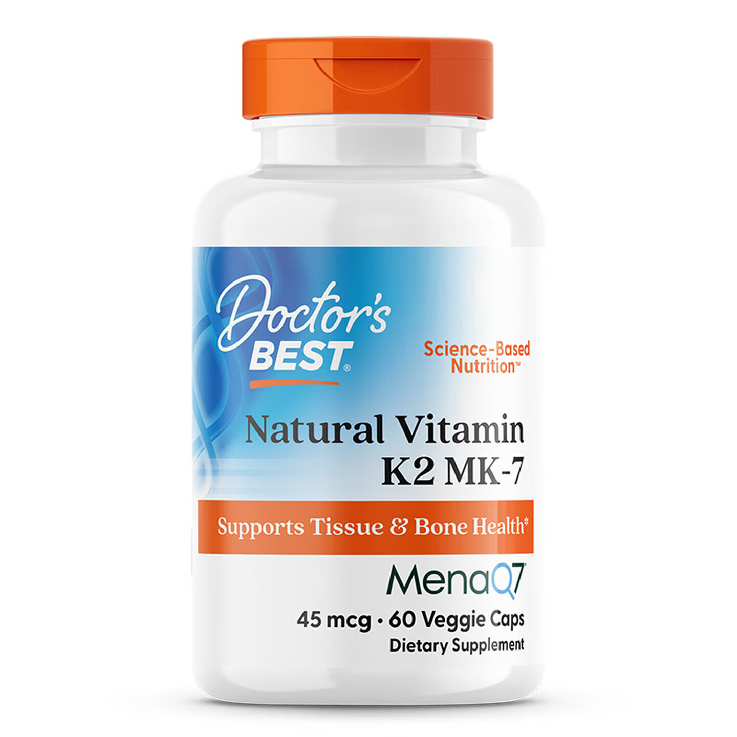 Doctors Best多特倍斯天然维生素K2片*60粒 MK7成人补vk2素食胶囊促钙吸收骨骼