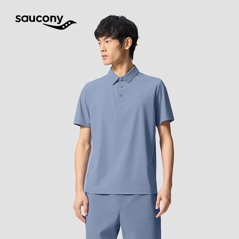 SAUCONY索康尼男春夏轻量质感舒适挺阔经典短袖polo衫 柏林蓝 M