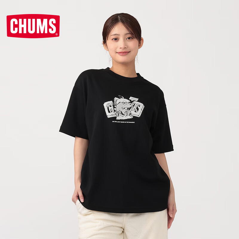 CHUMS洽洽鸟户外运动短袖T恤宽松透气印花棉感快干休闲上衣CH01-2757 CH01-2757-K001 M (170)
