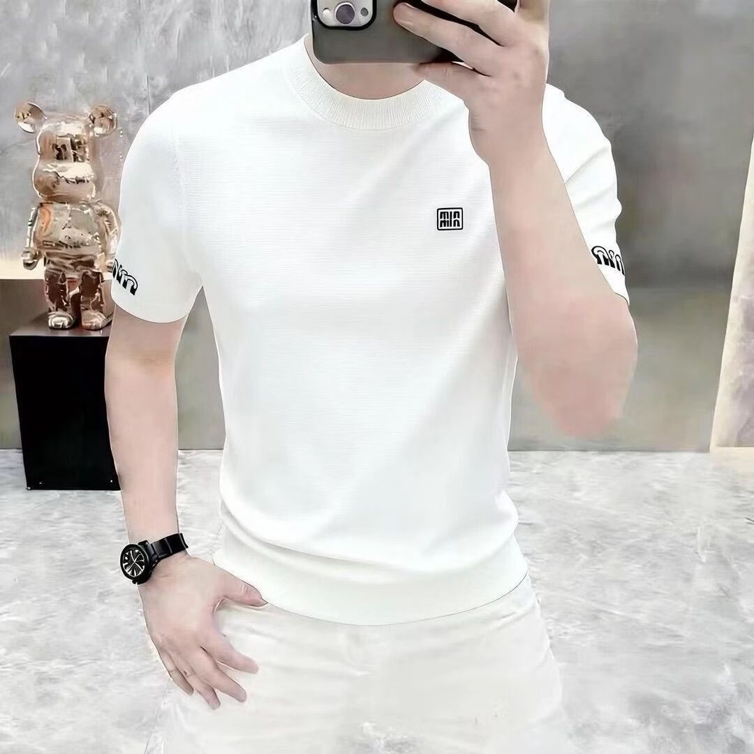 【店铺上新】2026夏季新款男士潮流时尚印花圆领半袖上衣百搭yyd 白色 2XL [建议150-165斤]