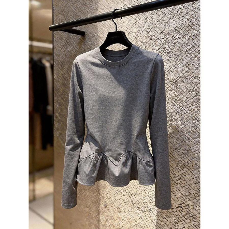 独特漂亮超好看上衣女2026年春新款法式设计感小众时尚气质女装JL 灰色 XL 115-130斤