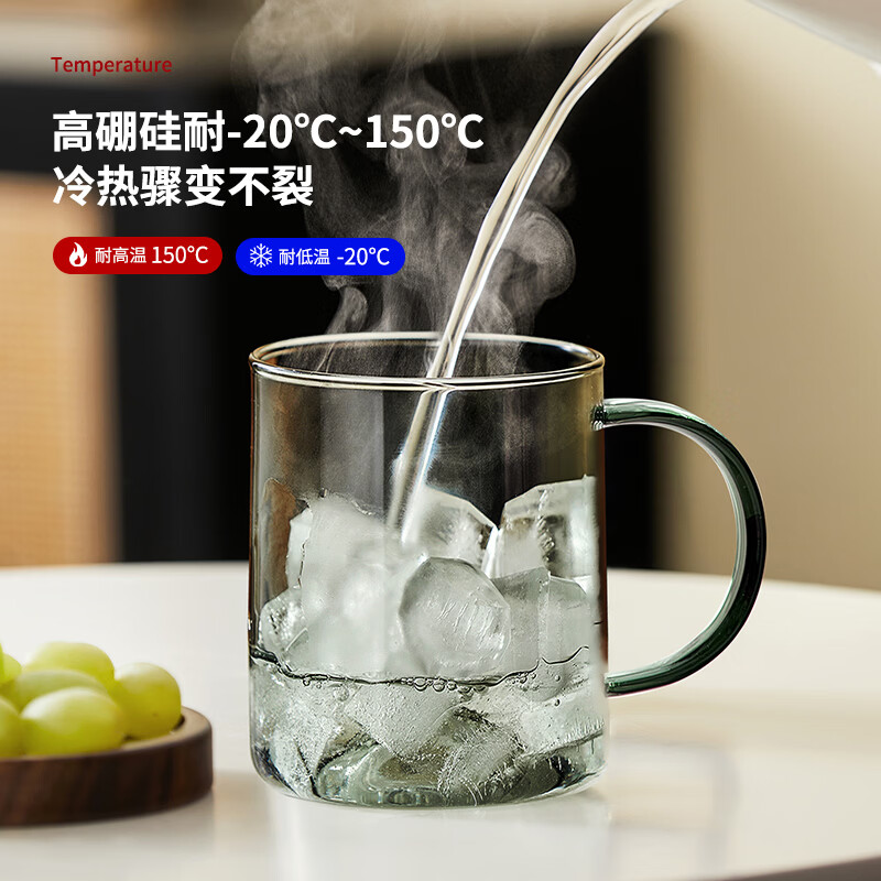 忆壶茶茶杯玻璃泡茶杯茶水分离高硼硅加厚男士高档办公室茶道绿茶杯子 400ML轻奢黑泡茶杯