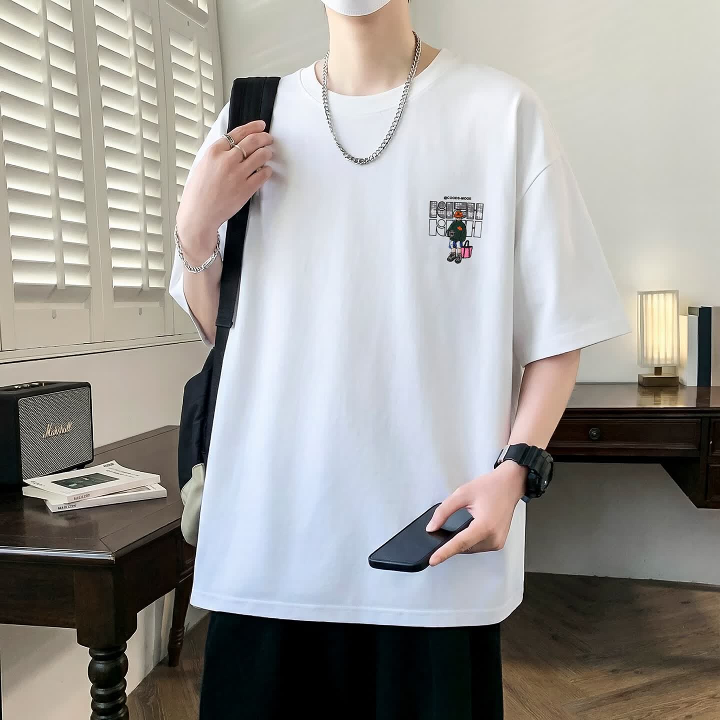 轩程短袖t恤男2026夏季宽松大码潮流港风男装半袖打底衫男 T8510绿色 2XL (185)