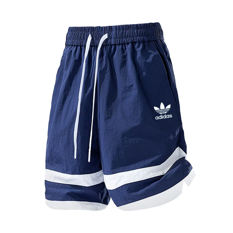 三叶草贝壳头夏季新品男士锦纶运动短裤宽松速干透气薄款五分裤休闲户外沙滩裤 深蓝色 L 建议体重110-130斤