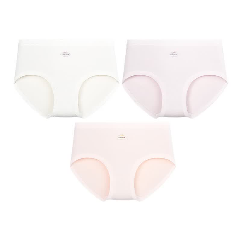 久岁伴少女士10A抑菌【首穿免洗】三角棉内裤3条莫代尔桑蚕丝裆母亲节 【紫色+白色+浅粉】 3条 L (165) 体重:95-125