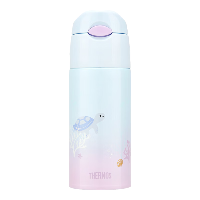 膳魔师（THERMOS）男女士联名系列图案款吸管杯便携保温杯保冷杯学生水杯TCMI 海洋2代赠杯套400ml