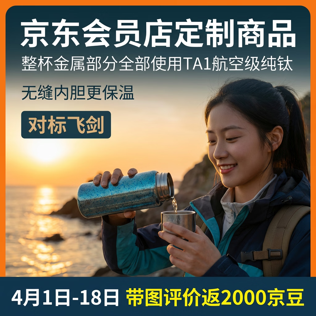 1号会员店纯钛金属保温杯   钛原色礼物茶杯咖啡杯水壶钛杯