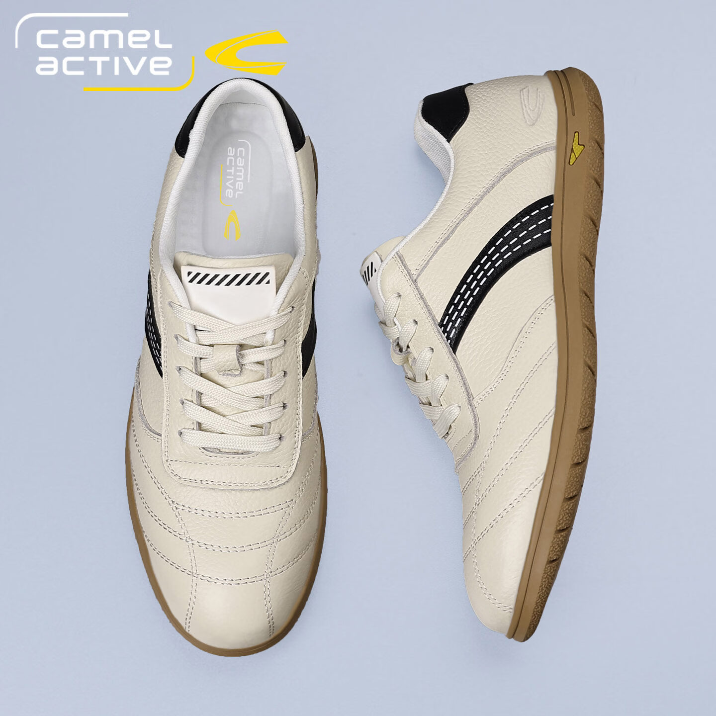 骆驼动感(camel active)男士休闲鞋2026春夏透气舒适德训鞋真皮时尚百搭小白鞋男软底轻便 白色 40 (250mm)