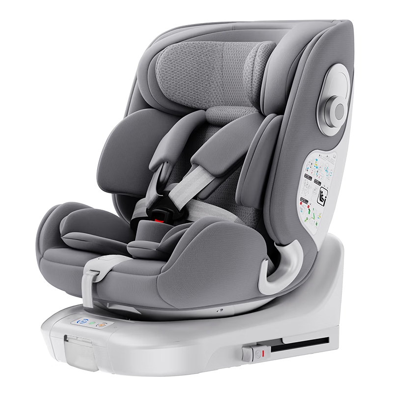 京东京造儿童安全座椅汽车0-6-12岁婴儿宝宝i-Safe双通风 商务舱3.0典雅灰