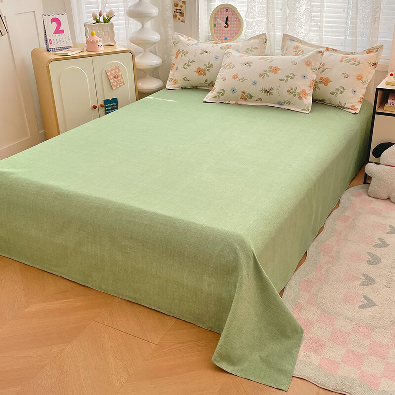 软贝小清新四件套 透气亲肤印花卡通简约田园风被套床单款套件 春田花花 2.0m 床单款 四件套（被套200*230cm）