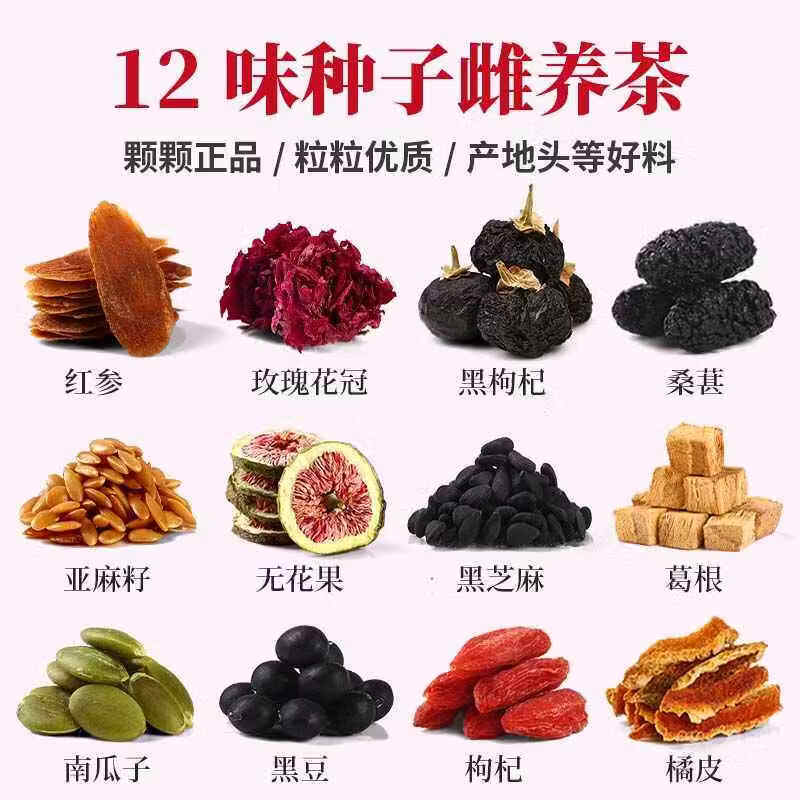 内廷上用黄体酮茶种循环子红参亚麻籽无花果黑豆黑枸杞桑葚养生茶包降雄茶 无花果干【天然晾晒】 250g*2袋