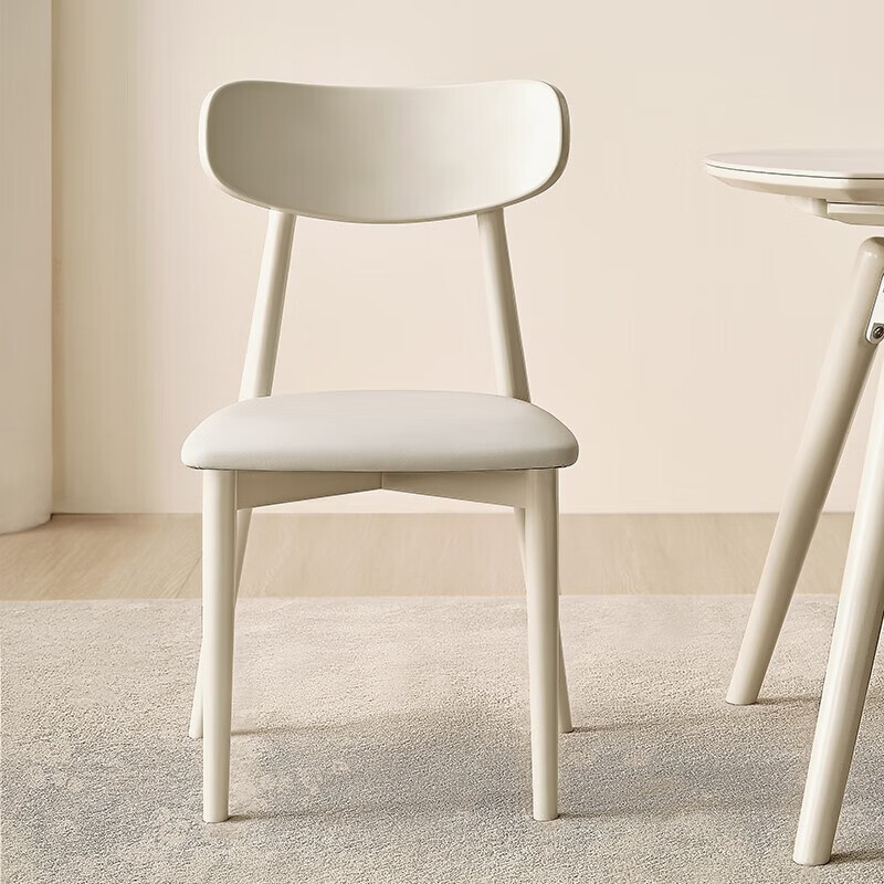 全友（QUANU）家居奶油风岩板多功能餐桌椅组合客厅可伸缩折叠吃饭圆桌子家具 奶油|餐椅*2