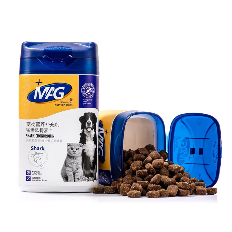 MAG鲨鱼软骨素狗狗猫咪专用关节修复金毛犬用宠物养护补钙卵磷脂 MAG鲨鱼软骨素 400g*1罐