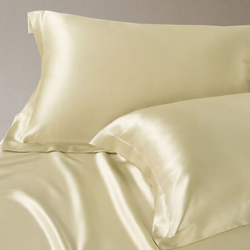 VTX正反面桑蚕丝真丝欧美外贸保护套枕头套高级感礼物枕套吸湿透气 真丝枕套-金黄