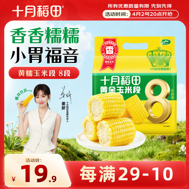 十月稻田 黄糯6cm玉米段 1.6斤8段 杂粮粗粮 东北玉米 低脂早餐 火锅食材