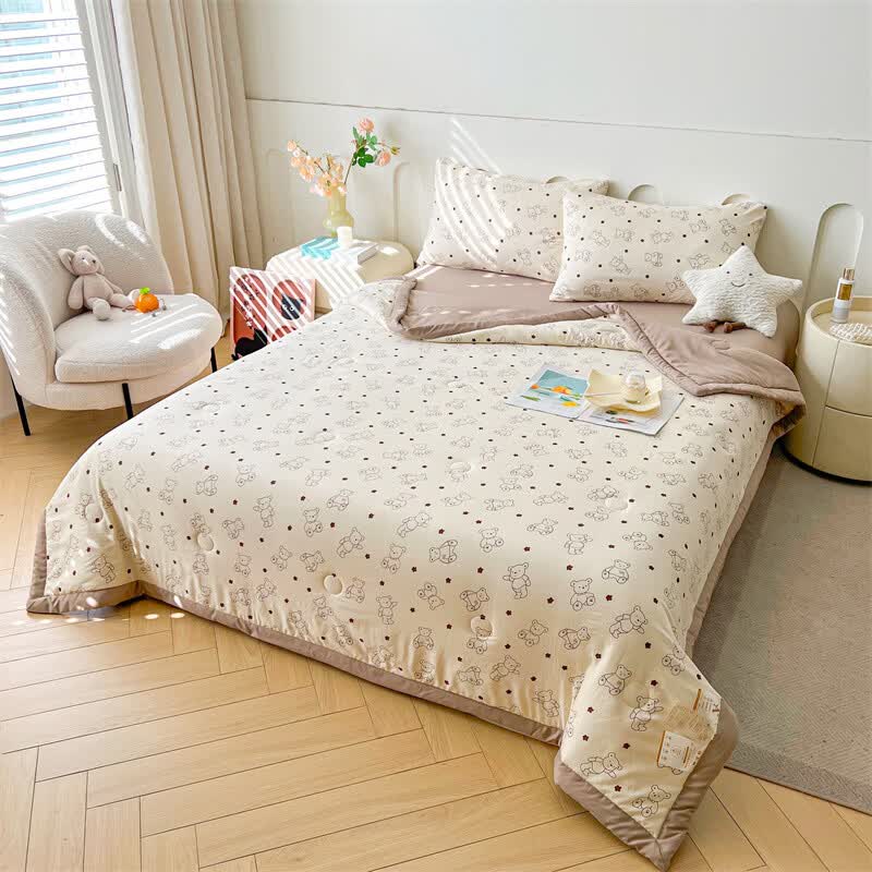 软贝A类夏凉被 混纺棉花被 空调被可机洗纤维被子被芯夏季午睡盖被 小熊博士 180x200cm单夏被